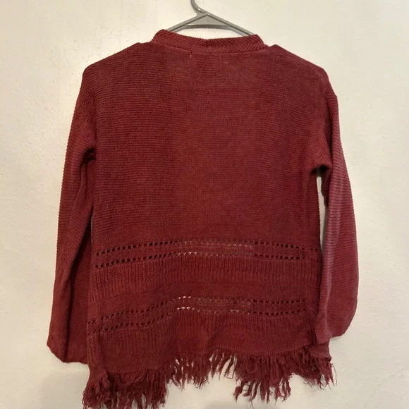 Old Navy Girls Cardigan Sweater Fringe Knit Rust S (6-7) Kid Apparel - Picture 5 of 5